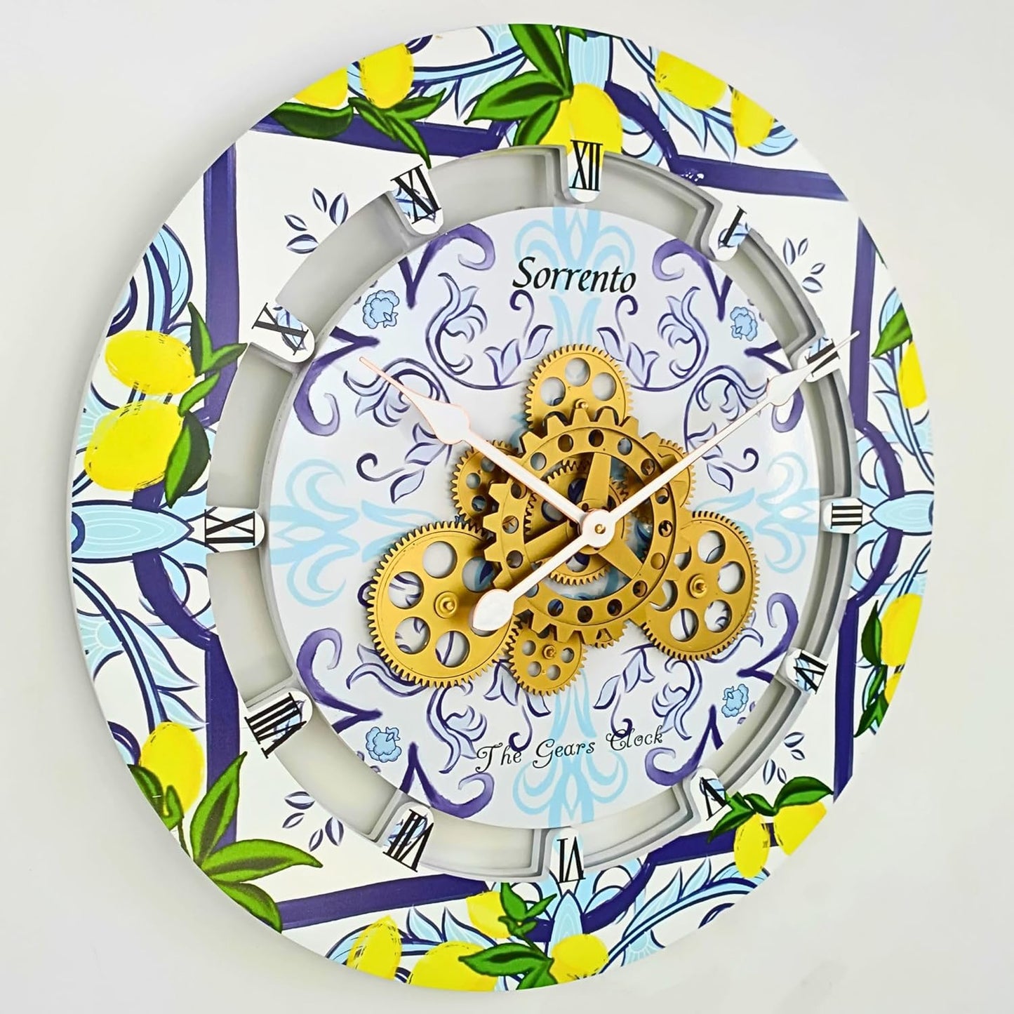 The Gears Clock Wall Clock Italy Collection with Moving Gears (Sorrento, 24 inch Round)