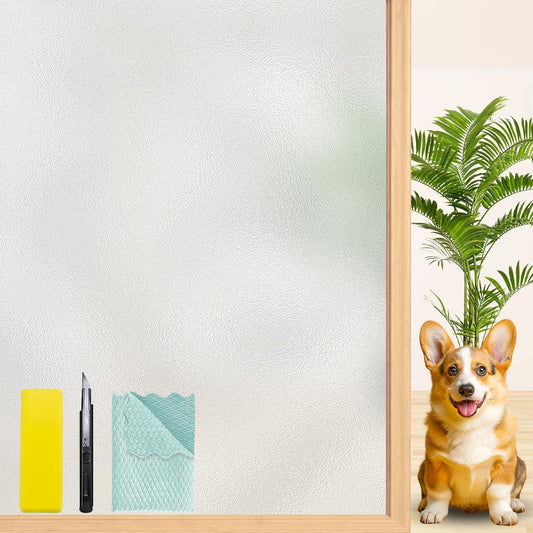 Niviy Etched Privacy Window Film Frosted Glass Static Cling Non Adhesive Window Frost Film for Home Office, 17.7inch x 157.4 inch