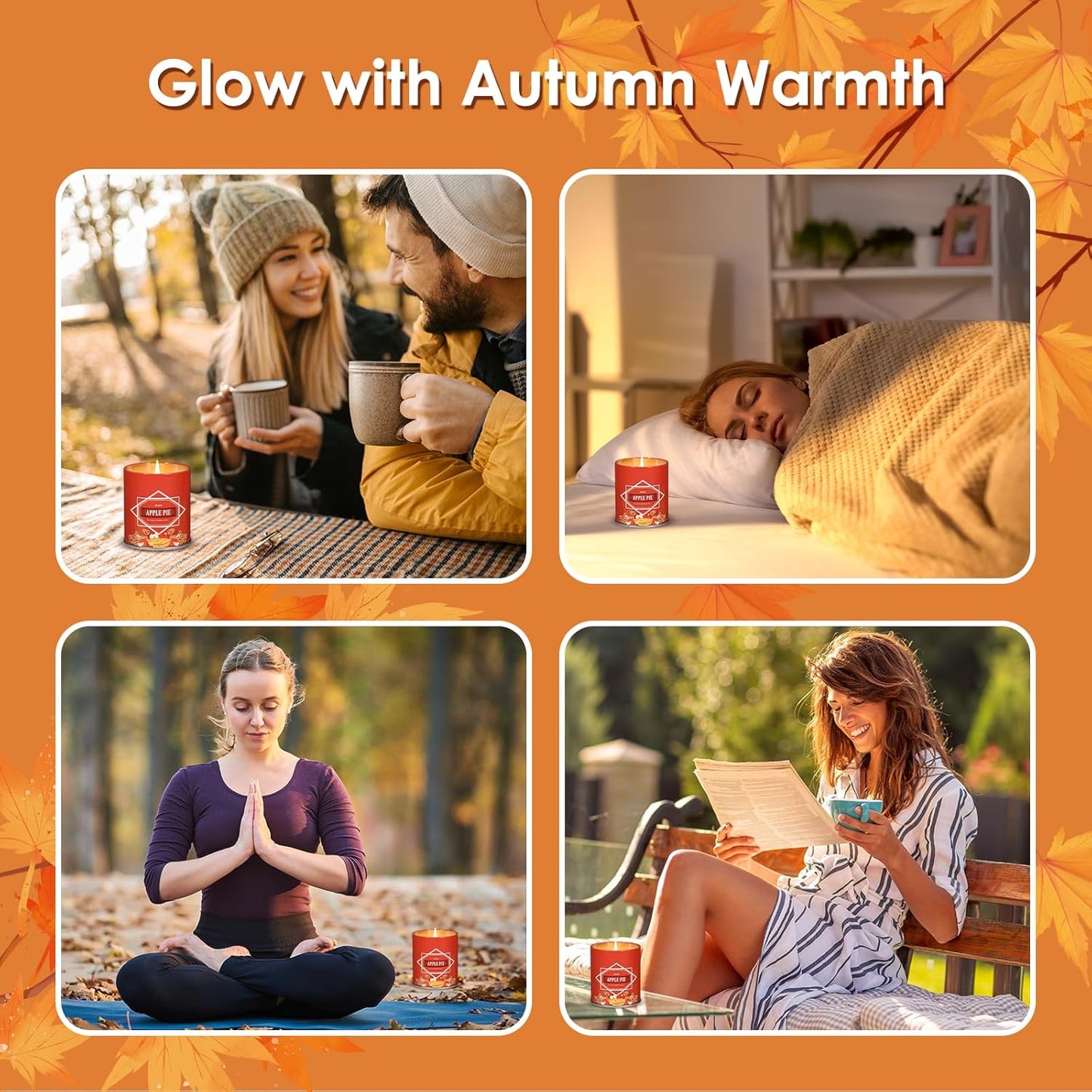 Apple Pie Fall Scented Candle – 9 oz Soy Wax in Travel-Friendly Reusable Tin, Non-Toxic & Clean Burning, 50-Hour Burn – Cozy Autumn Fragrance, Holiday Gift & Fall Decor for Women & Men