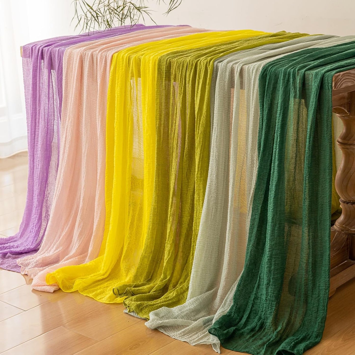 Moss Green Cheesecloth St Patricks Day Table Runner Gauze 120 Inch 10 FT Rustic Boho Cheese Cloth Runner for Wedding Baby Shower Bridal Shower Long Sheer Home Decorations