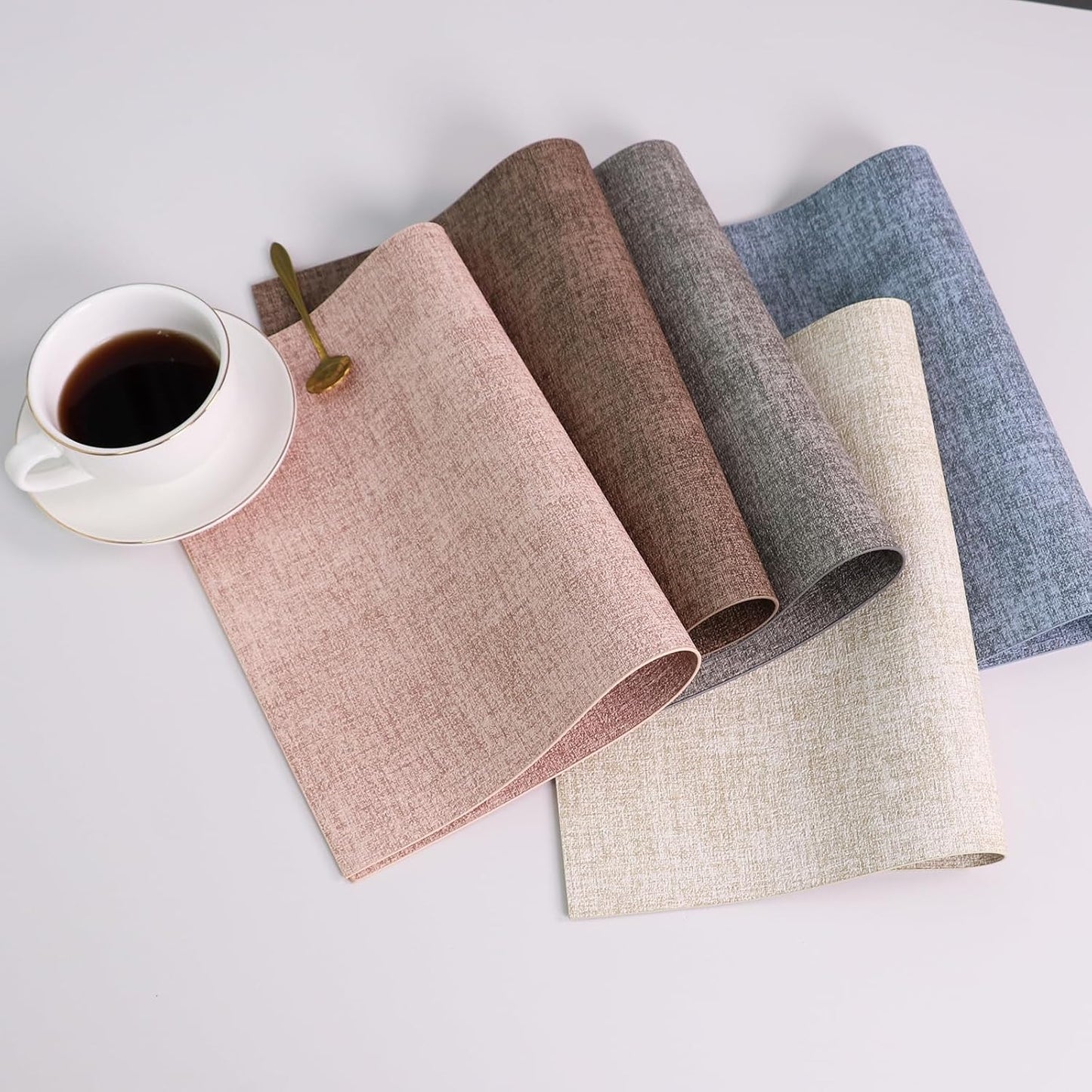 Placemats Set of 8 Washable Heat Resistant Place Mats PVC Woven Dining Table Mat Pink 8pcs