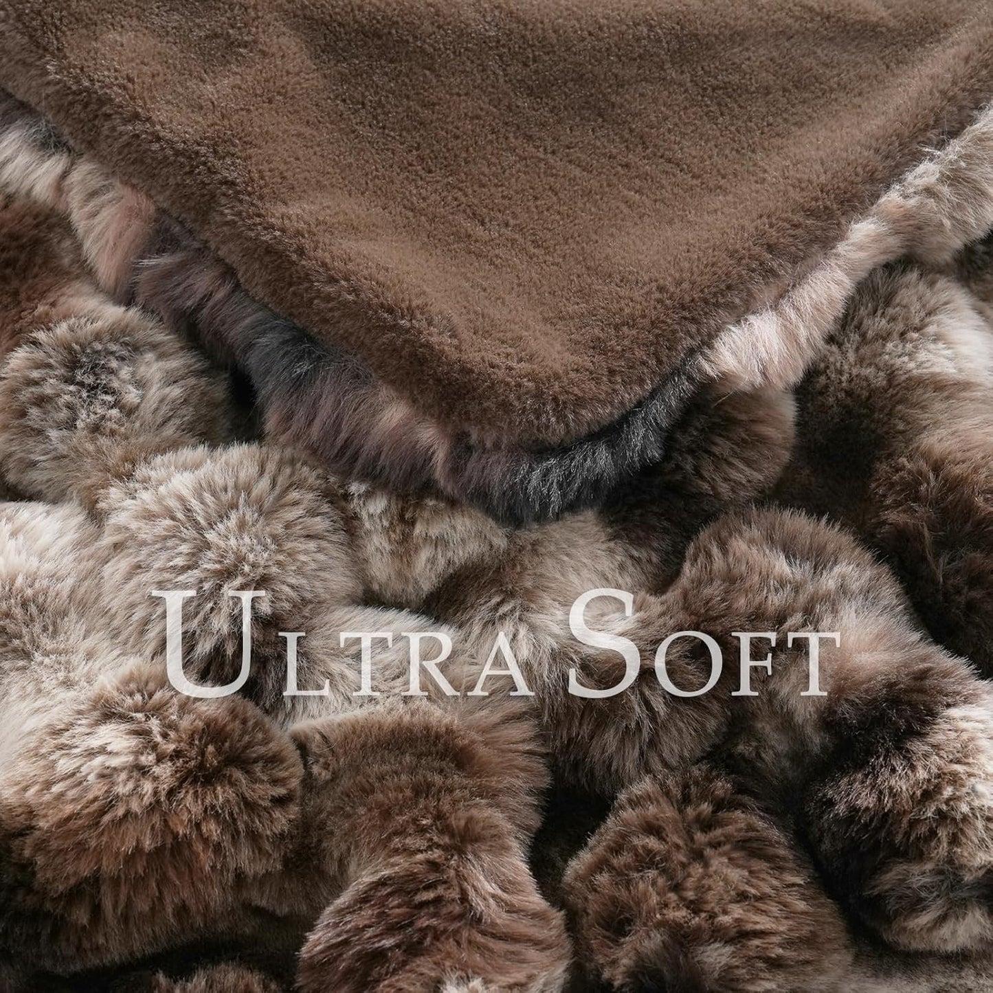 BENVWE Fluffy Faux Fur Throw Blanket for Couch, Soft Plush Thick Cozy Fuzzy Luxury Minky Bubble Blanket for Home Living Room Decor Gift for Women, Tie-dye Coffee, 50" x 60", 1100GSM