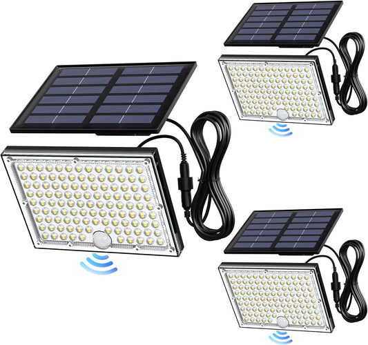 JACKYLED Solar Lights Outdoor Waterproof, Motion Sensor Flood Light 113 LED Bright Cool White Dusk to Dawn Solar Powered Outdoor Lights for Backyard Porch Garden Patio Garage (3 Pack)