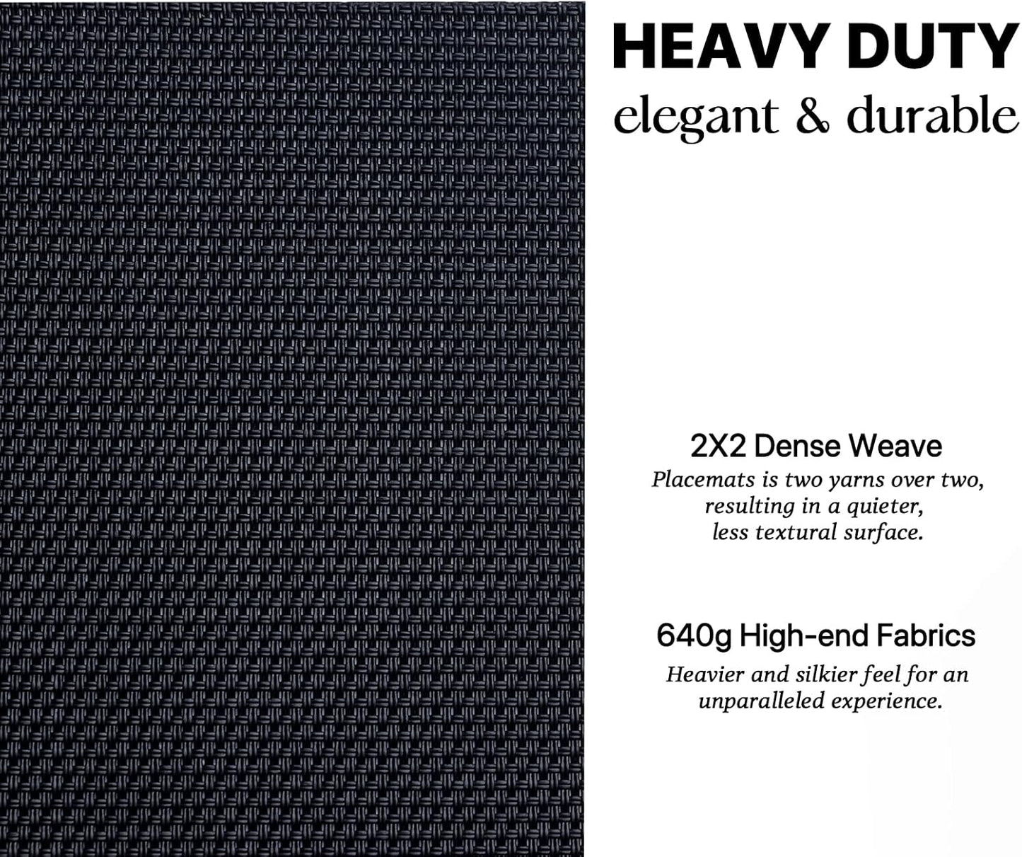 LEXMORE Placemats Set of 4 Vinyl/Plastic Woven Place Mats for Kitchen Table Indoor/Outdoor Washable Placemat Wipeable Dining Table Mats(Black)