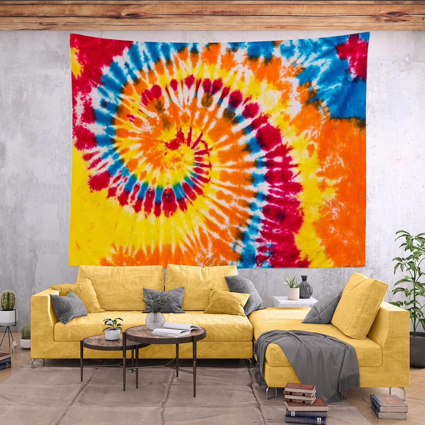 BELECO Tie Dye Tapestry Wall Hanging 92x70 Inch Colorful Spiral Tie Dye Party Decorations Watercolor Rainbow Tapestry 60s 70s Hippie Supplies Tie Dye Tapestries for Bedroom Living Room Dorm Decor
