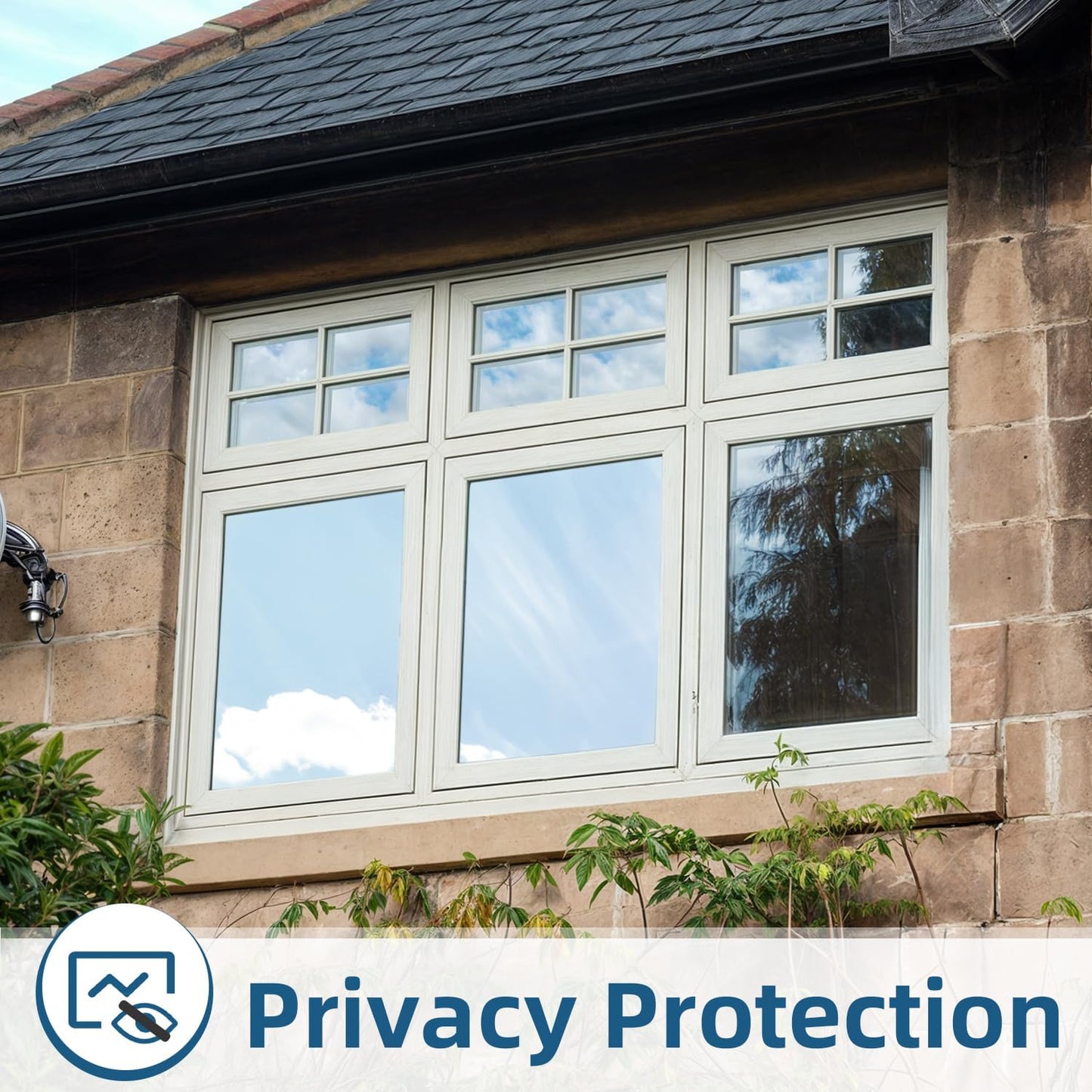DUOFIRE One Way Window Film Privacy See Out Not in Heat Blocker Window Tint Reflective Mirror Windows Tinting Film for Home Static Cling Anti-UV Sun Blocking Windows Covering（Black, 17.4x157.4in）
