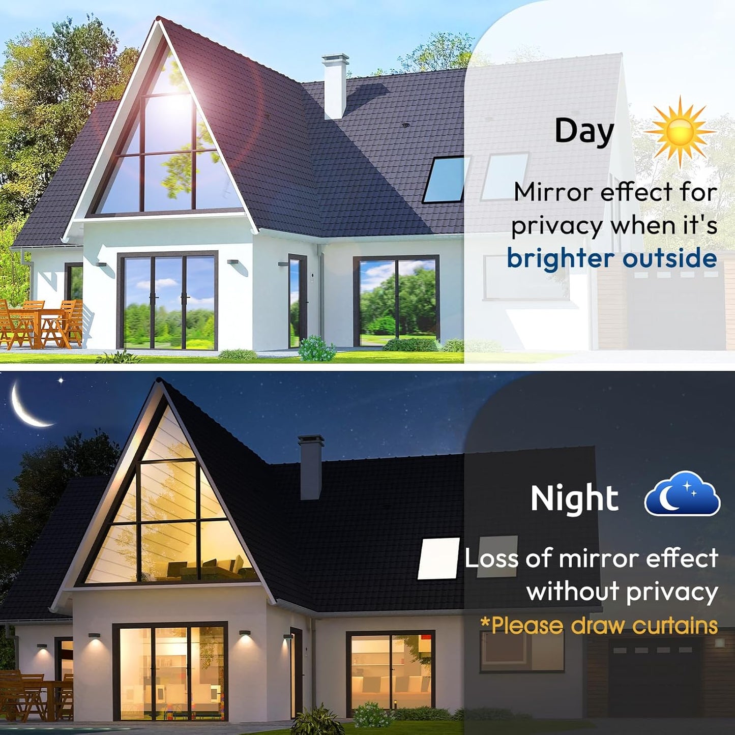 rabbitgoo Window Privacy Film One Way Window Tint for Home, Removable Reflective Heat Sun Blocking Anti UV Glass Door Covering, Mirror Tinting Film House Office, 23.6 in X 6.5 Feet, Silver
