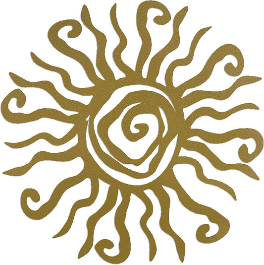 Riverside Designs Wacky Sun Metal Wall Art Indoor/Outdoor Decor - 12" Gold Rust Proof Wall Sculpture - Made in USA - Ideal for Bedroom, Garden, Home, Patio and Farmhouse