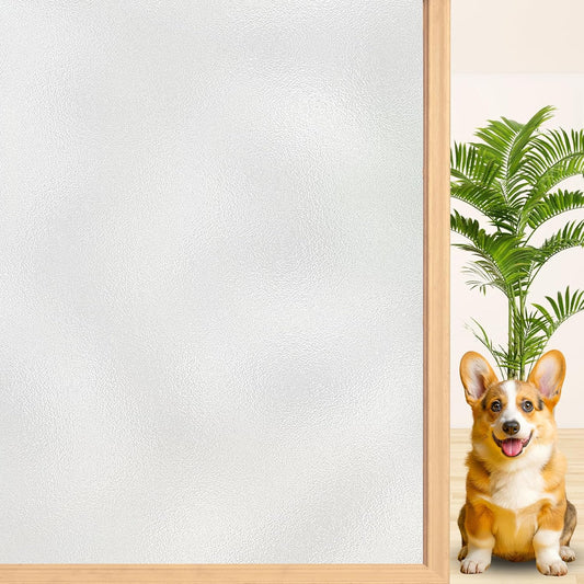Niviy Frosted Glass Window Film Privacy Day and Night Static Cling Front Door Window Frosting Film,Shower Window Cover, White, 35.4 x 118 inch