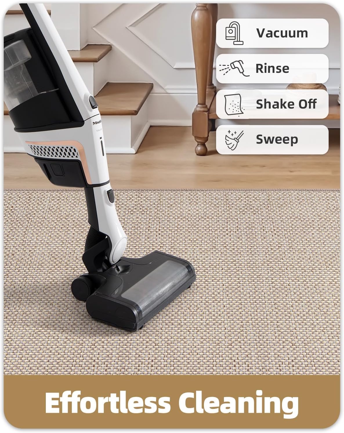 Color&Geometry Door Mat 2'4"x8' Runner Rug with Rubber Backing, Non Slip Washable Hallway Rug, Carpet Runners for Hallway Living Room Bedroom, Beige (Rolled-up NO Creases)