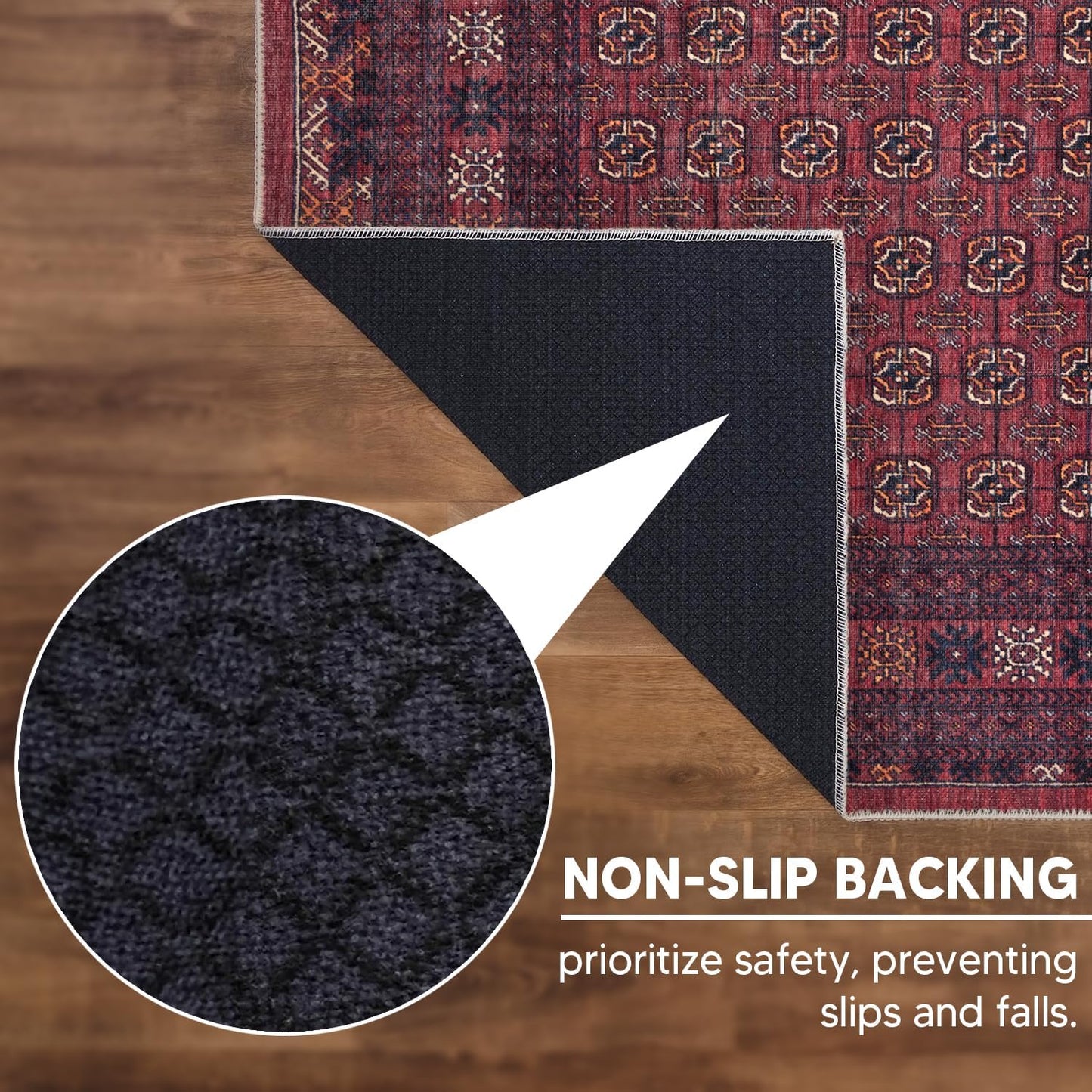 Keen Home Design 2x10 Rug - Machine Washable Runner with Non-Slip Backing, Ideal for Hallway, Entryway, Kitchen, Laundry Room - Vintage, Easy Clean, Durable, Low Pile Rug - (2'6" x 10')