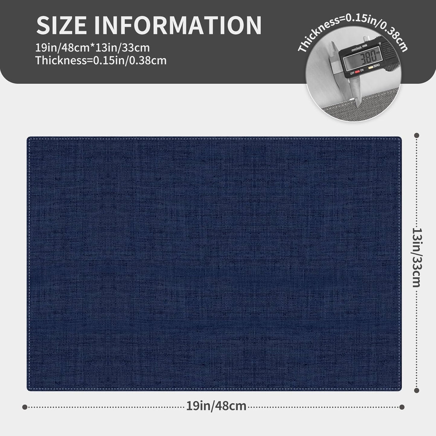 Cloth Placemats, Set of 4 Heat-Resistant Cotton Linen Blend Double Layered Machine Washable Place Mats, Wrinkle Free Thick Fabric Dining Table Mats for Indoors & Outdoors (Navy Blue, 4)