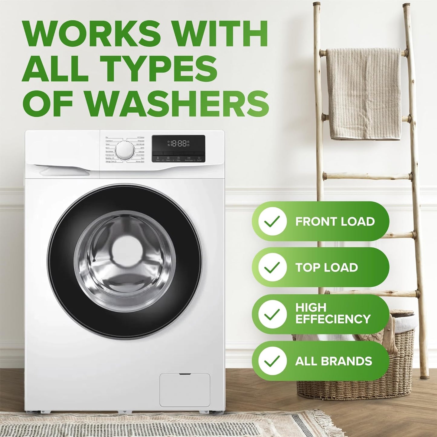 Heavy Duty Washing Machine Cleaner and Descaler - Deep Cleaning Tablets For Front Load or Top Load Washer (12 XL Tablets - One Year Supply)