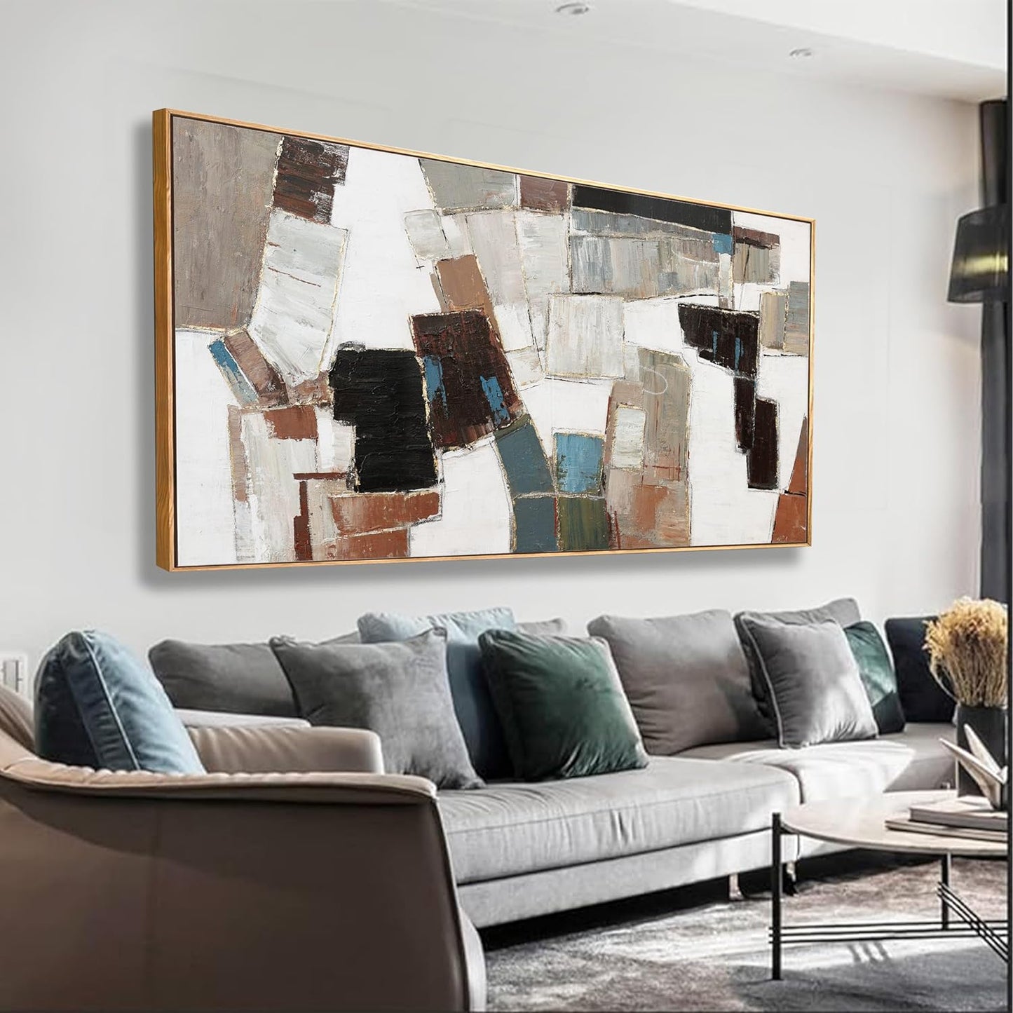 Abstract Wall Art Canvas Minimalist Geometric Line Art Painting Modern Artwork Wall Decor Modern Minimalism Artwork For Living Room Bedroom Dining Room Office 24x48 Inch Framed