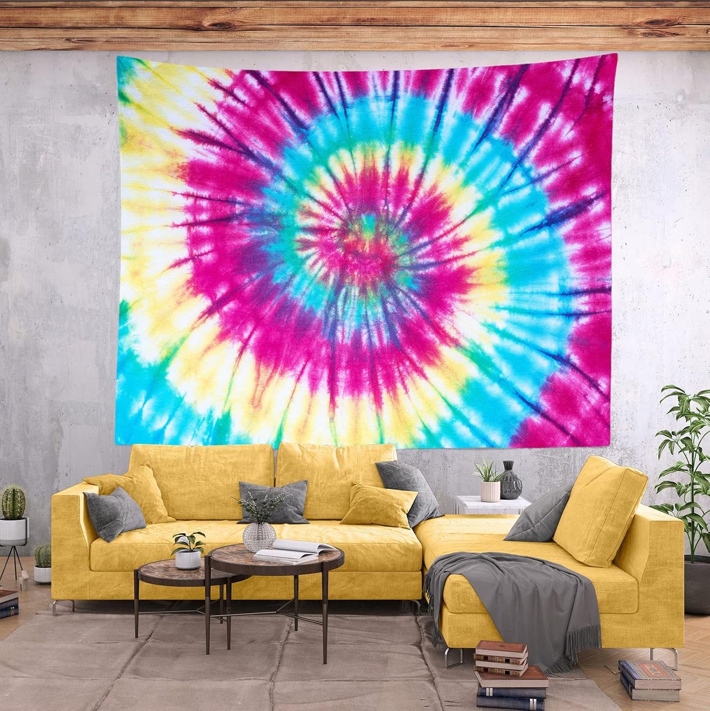 BELECO Tie Dye Tapestry Wall Hanging Fabric 92x70 Inch Colorful Spiral Tie Dye Tapestry Hippi 60s Themed Party Decorations Rainbow Tapestry Art Wall Decor for Bedroom Aesthetic Living Room Dorm