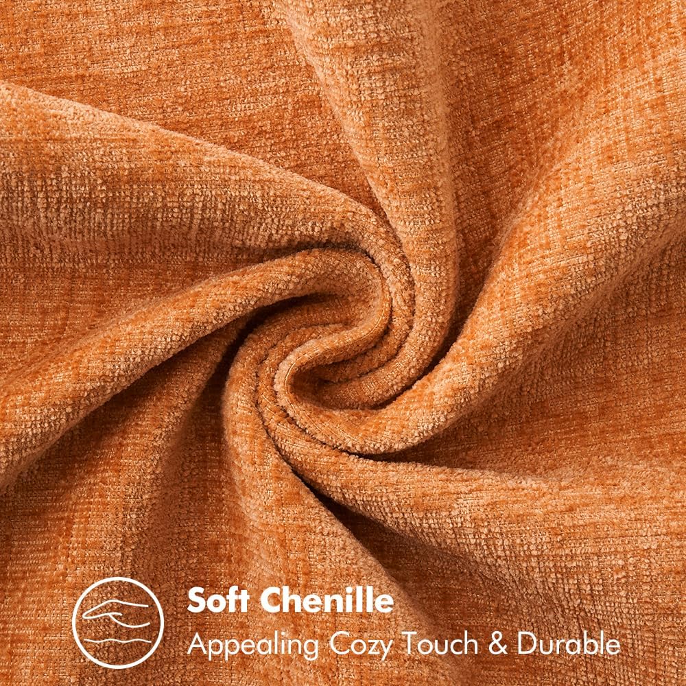 MIULEE Pack of 2 Fall Couch Throw Pillow Covers 20x20 Inch Orange Farmhouse Decorative Pillow Covers with Stitched Edge Soft Chenille Solid Dyed Pillow Covers for Sofa Bed Living Room