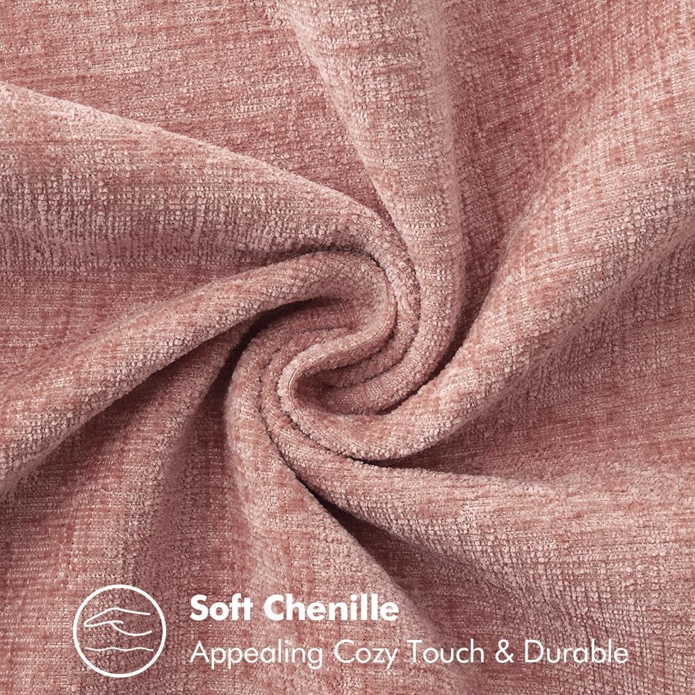 MIULEE Pack of 2 Couch Throw Pillow Covers 18x18 Inch Blush Pink Farmhouse Decorative Pillow Covers with Stitched Edge Soft Chenille Solid Dyed Spring Pillow Covers for Sofa Bed Living Room
