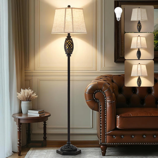 Luvkczc Vintage Floor Lamp with Cutout Design & Glowing Light - Resin Elegant Standing Lamp for Living Room, Bedroom, Office (Includes Bulb)