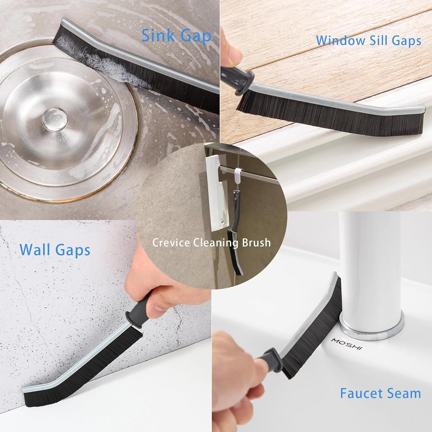 3Pcs Crevice Cleaning Brush Tool, Grout Brush Cleaning Supplies, Home Essentials, Bathroom Cleaning Brush Multifunctional Gap Scrub Hard Bristle Crevice Cleaning Brushes for Household Use