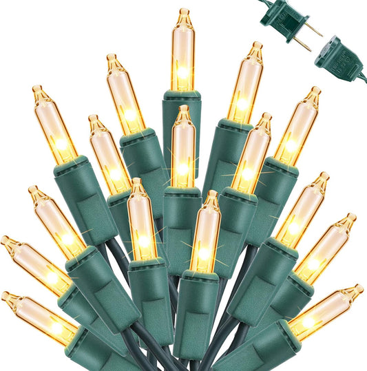 Toodour Clear Christmas Lights, 25ft 100 Count Incandescent Indoor Outdoor String Lights, UL Certified Connectable Green Wire Mini Bulb Light for Home, Party, New Year, Xmas Tree Decor - Warm White