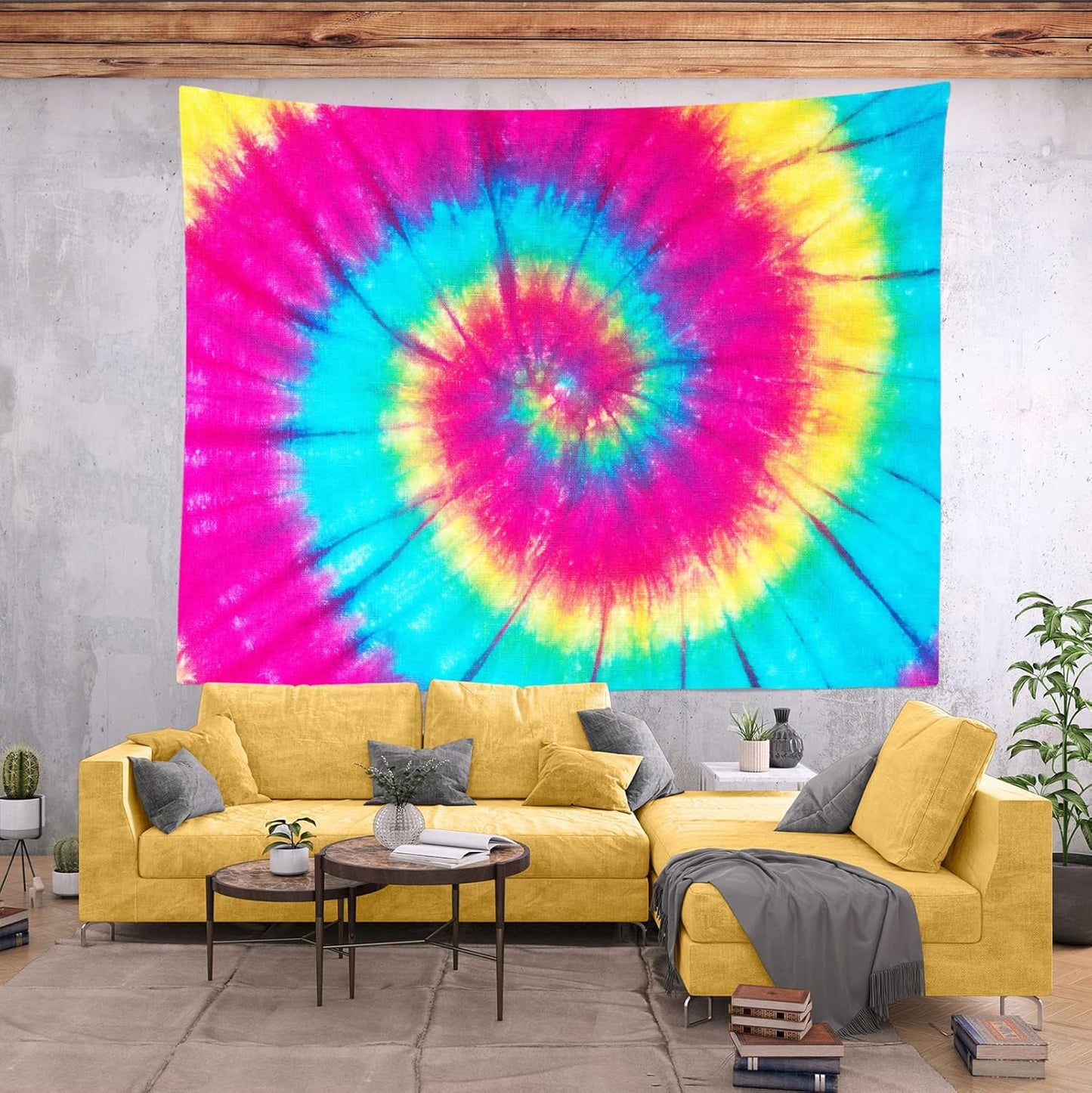 BELECO Tie Dye Tapestry Fabric Wall Hanging 60x50 Inch Groovy Sign Rainbow Tapestry Backdrop Colorful Spiral Tie Dye Party Decorations Tie Dye Art Tapestries for Bedroom Living Room Dorm Decor