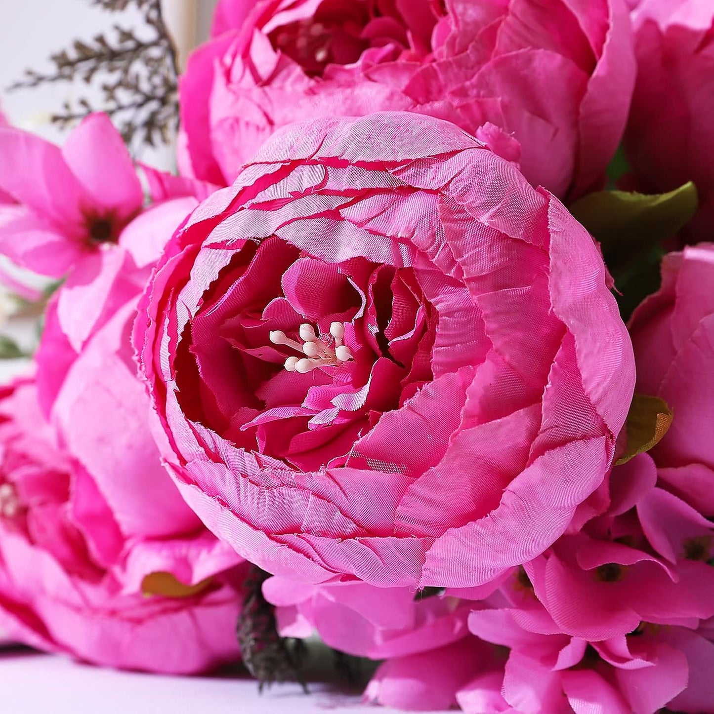 Duovlo Springs Flowers Artificial Silk Peony Bouquets Wedding Home Decoration,Pack of 1 (Spring Peach Pink)