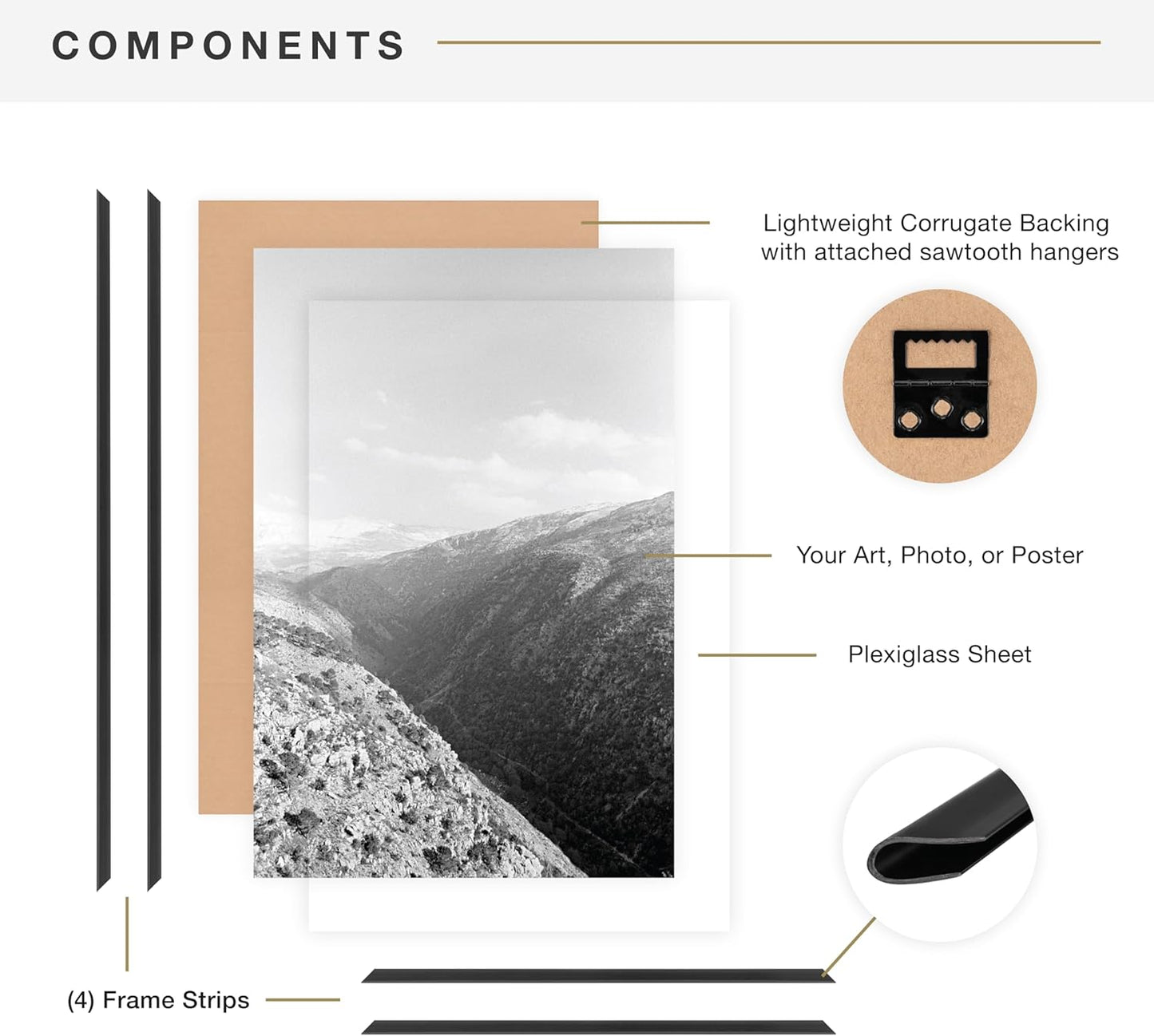 MCS Original Poster Frame 20x28 Black Lightweight Vertical & Horizontal Wall Hanging Large Picture Frame for Posters, Art Prints & Gallery Wall (1-Pack)