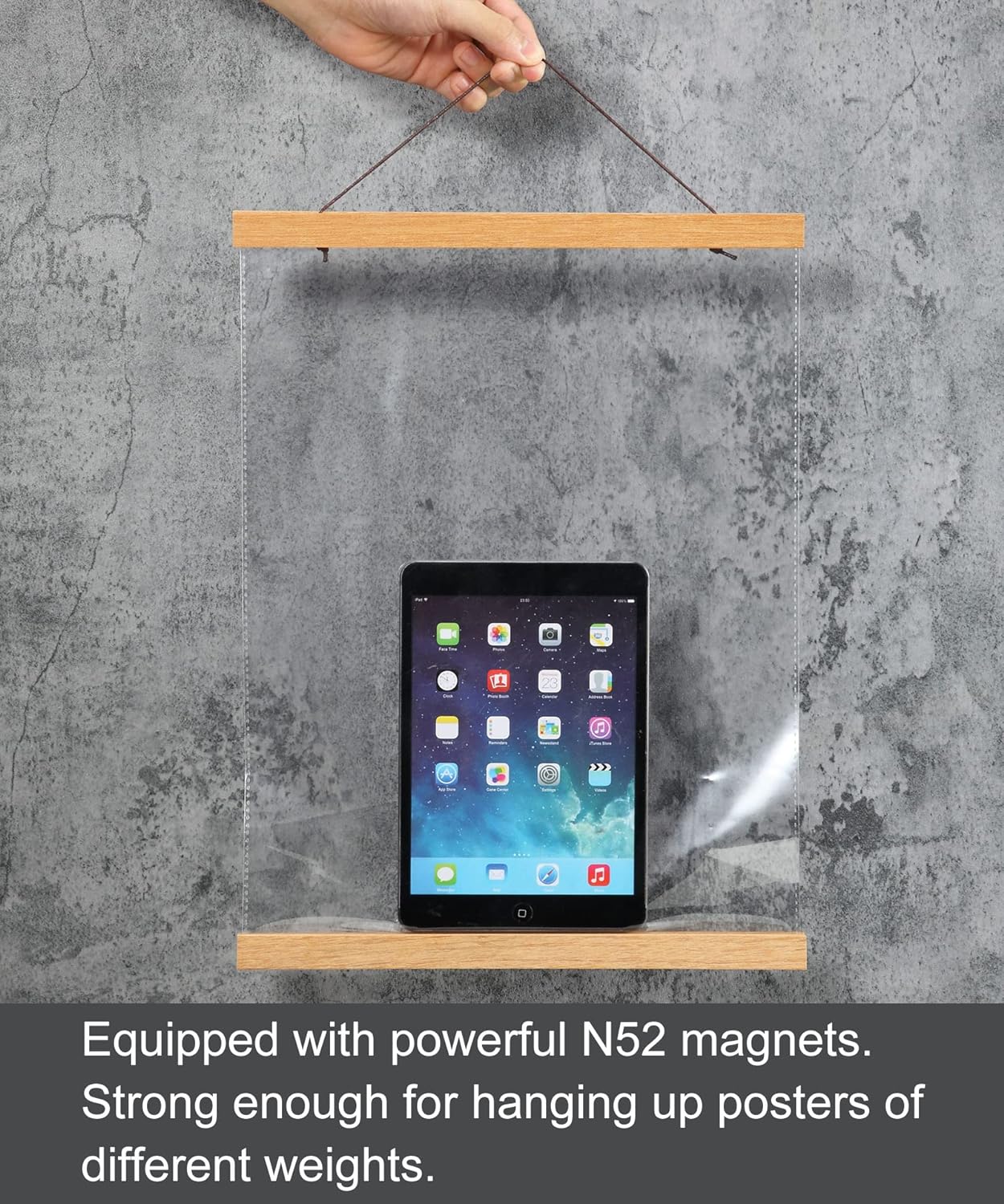 FALAMON Magnetic Poster Hanger Frame, 52x20 52x32 52x36 Teak Wood Magnet Poster Frame for Posters, Prints, Photos, Pictures, Maps, Scrolls, and Canvas Artwork