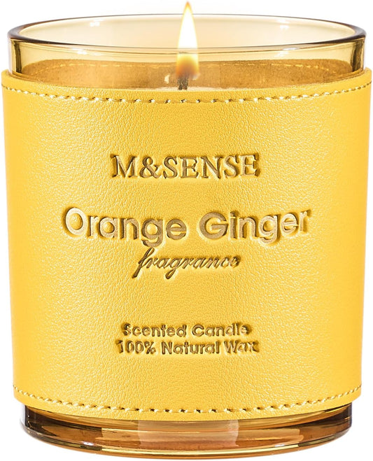 M&SENSE Orange Ginger Scented Candles, High Intensity, Vegan Soy Toxin Free Candles for Home Fragrance, 10oz 42-Hour Slow Burning Time, Kitchen Party Air Purifying Candle for Women Man