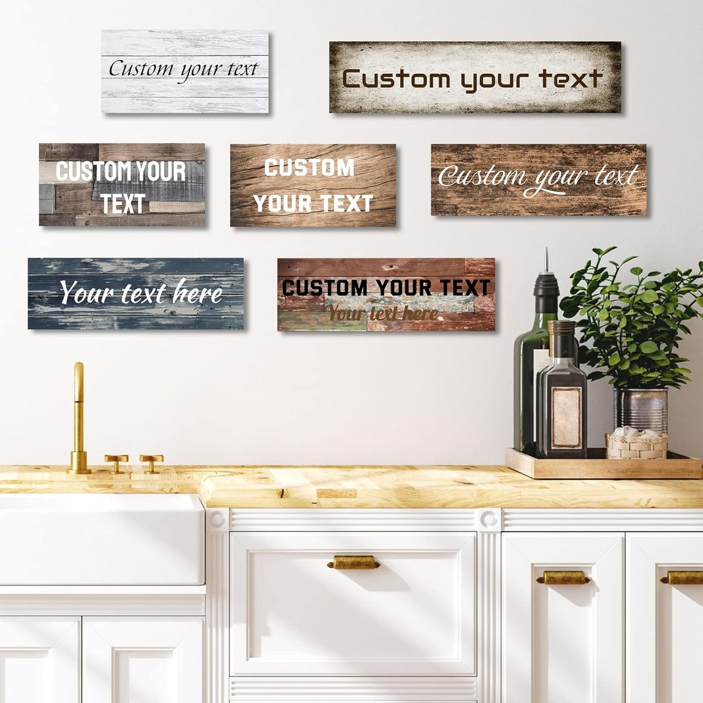 LZIMU Personalized Quotes Sign Wall Decor Custom Canvas Sign with Your Text Customized Gift for Rustic Kitchen Farmhouse Decor Framed (6"x24")