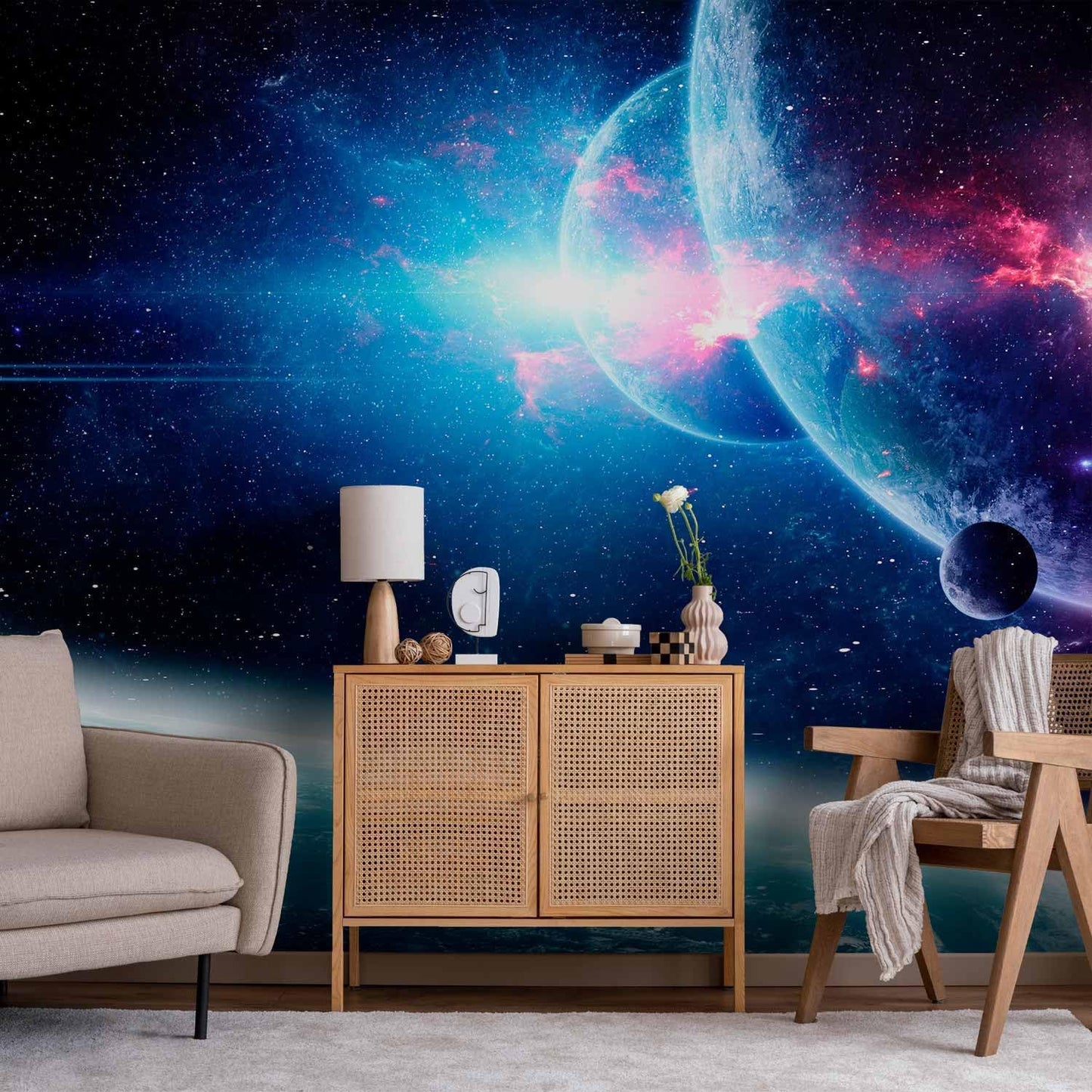 artgeist Wall Mural Cosmos 77x55 in - Peel and Stick Self-Adhesive Wallpaper Removable Large Sticker Foil Wall Decor Print Stars Solar System Universe Space b-C-10047-a-a