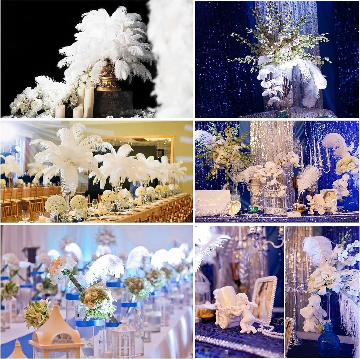 THARAHT Blue Ostrich Feathers 12pcs Large Natural Bulk 12-14Inch 30cm-35cm for Wedding Party Centerpieces Halloween and Home Decoration Feathers
