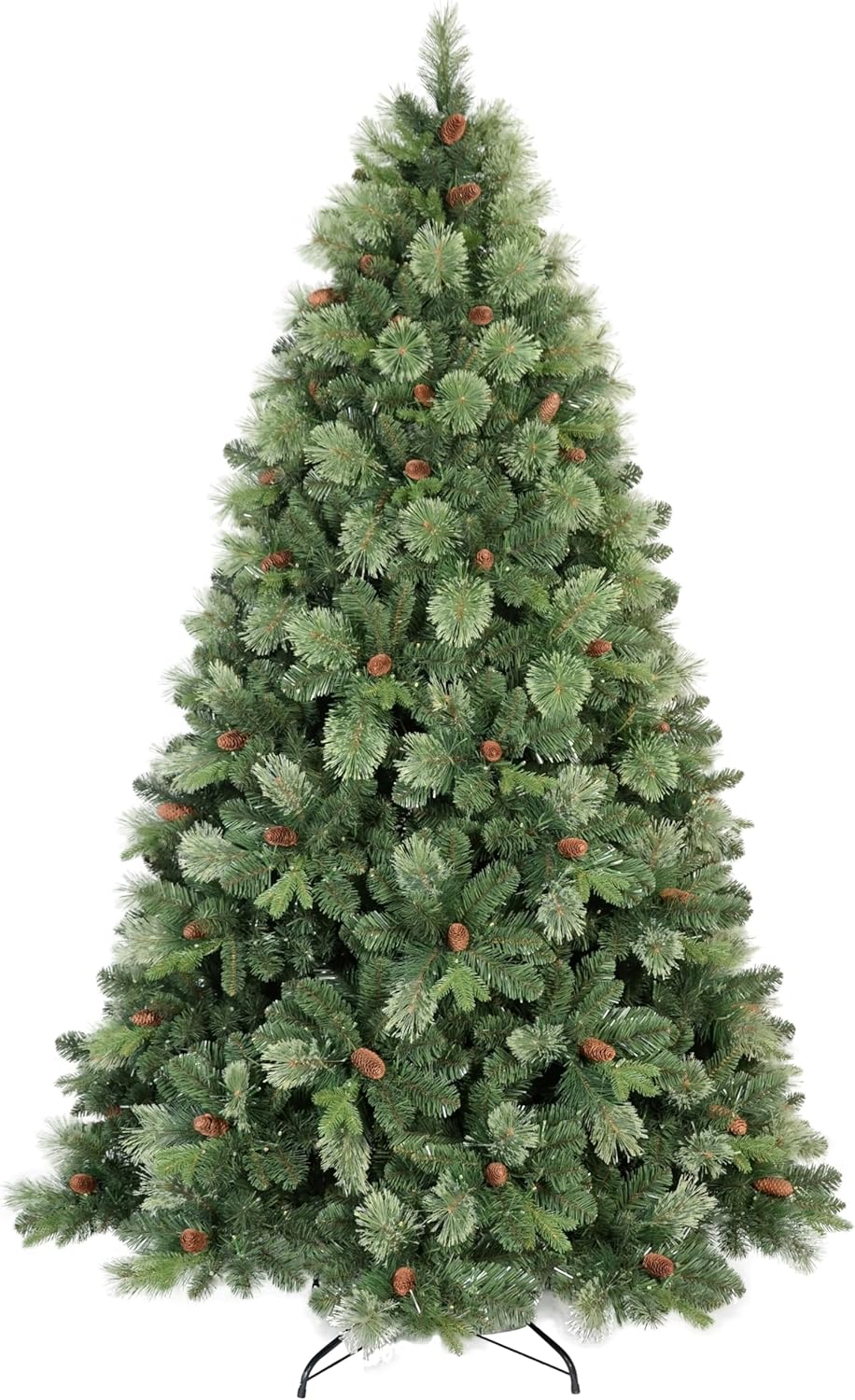 Kadunmina 5ft Artificial Christmas Tree Carolina Pine Tree, Unlit Hinged Premium Xmas Trees with 647 Branch Tips, Pine Cones, Foldable Metal Stand for Home, Office, Holiday Party Decoration