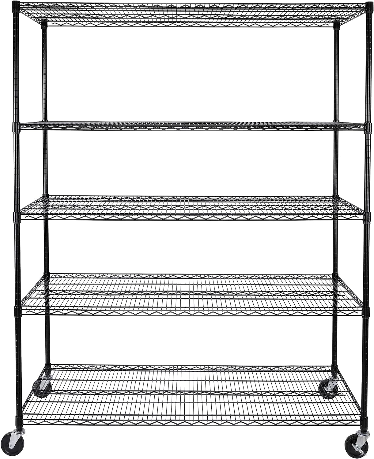 Seville Classics UltraDurable Heavy Duty NSF Solid Steel Wire Rack Storage Unit, Organizer for Garage, Warehouse, Office, Restaurant, Classroom, Kitchen, Black, 5-Tier Shelving, 60" W x 24" D