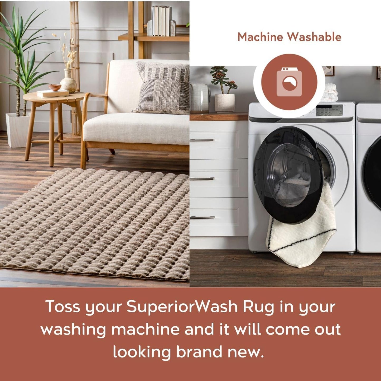 nuLOOM 3'9" x 6' Cozy Plush SuperiorWash Area Rug, Machine Washable, Non-Slip, Soft Fluffy Shag Carpet for Living Room Bedroom Kids Room Nursery Home Decor, Jeni Taupe