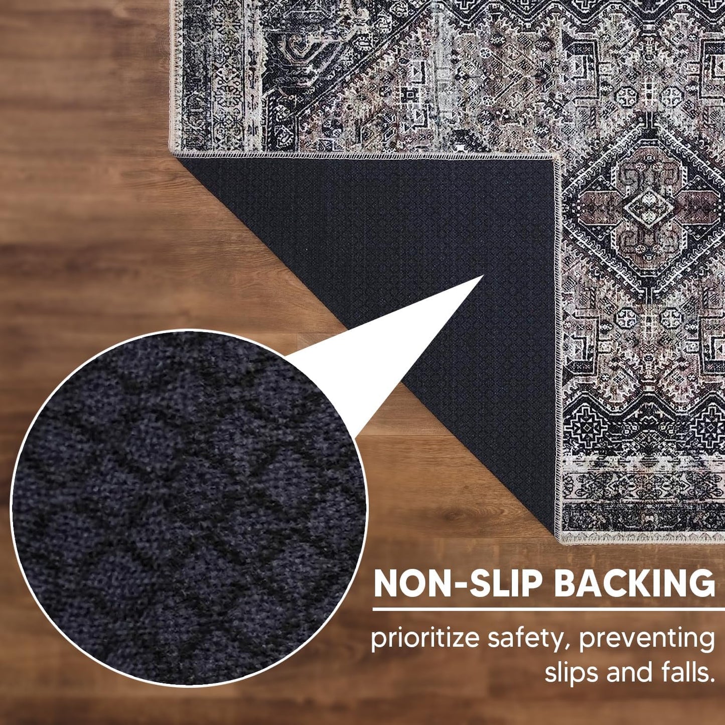 Keen Home Design 2x12 Rug - Machine Washable Runner Rug with Non-Slip Backing, Ideal for Hallway, Entryway, Kitchen, Laundry Room - Vintage, Easy Clean, Durable, Low Pile - (2'6" x 12')
