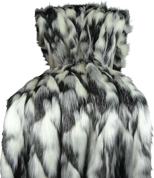 Gray Black White Faux Fur Oversized Blanket and Bedspread - Tibet Fox Fur - Gray Black White Luxury Faux Fur - Soft Faux Fur Blankets, Bedspreads and Throws, Handmade in USA, 16438
