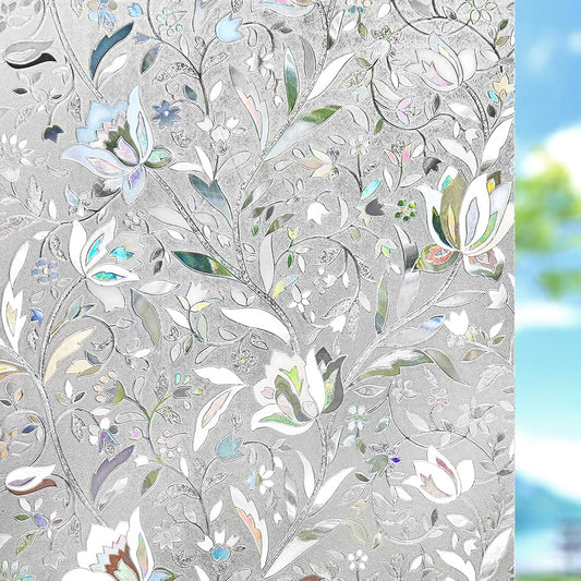 Kromapolis Window Film Privacy Frosted, Stained Glass Decorative Film, Static Window Clings, Non-Adhesive, No-Glue (35.4 x 78.7 inch)