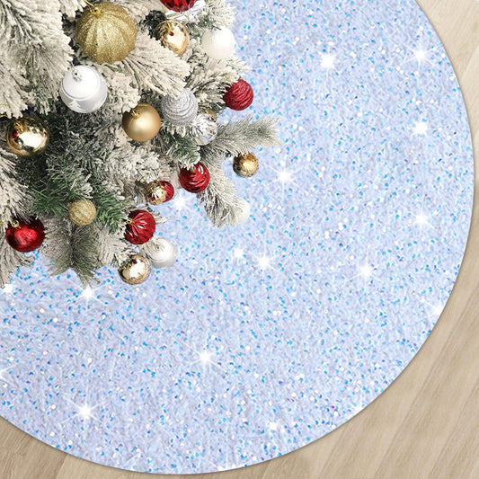 MODFUNS Sequin Christmas Tree Skirt Iridescent White Sparkle Tree Skirt 46 Inch Velvet Xmas Tree Mat Thick Bling Tree Skirt Christmas Decoration Shimmer Tree Cover Skirt for Merry Christmas Party