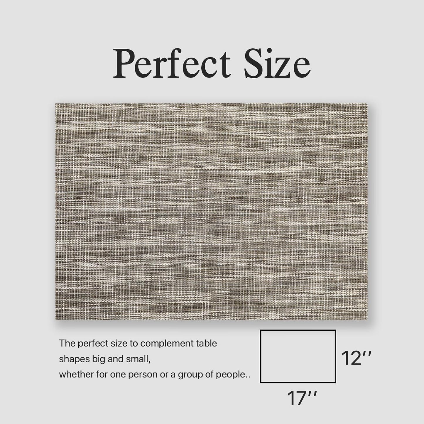 Placemats Set of 4 - Easy Clean Woven Vinyl Placemats for Dining Table, Indoor/Outdoor Place Mats, Washable PVC Table Mats（Cappuccino）