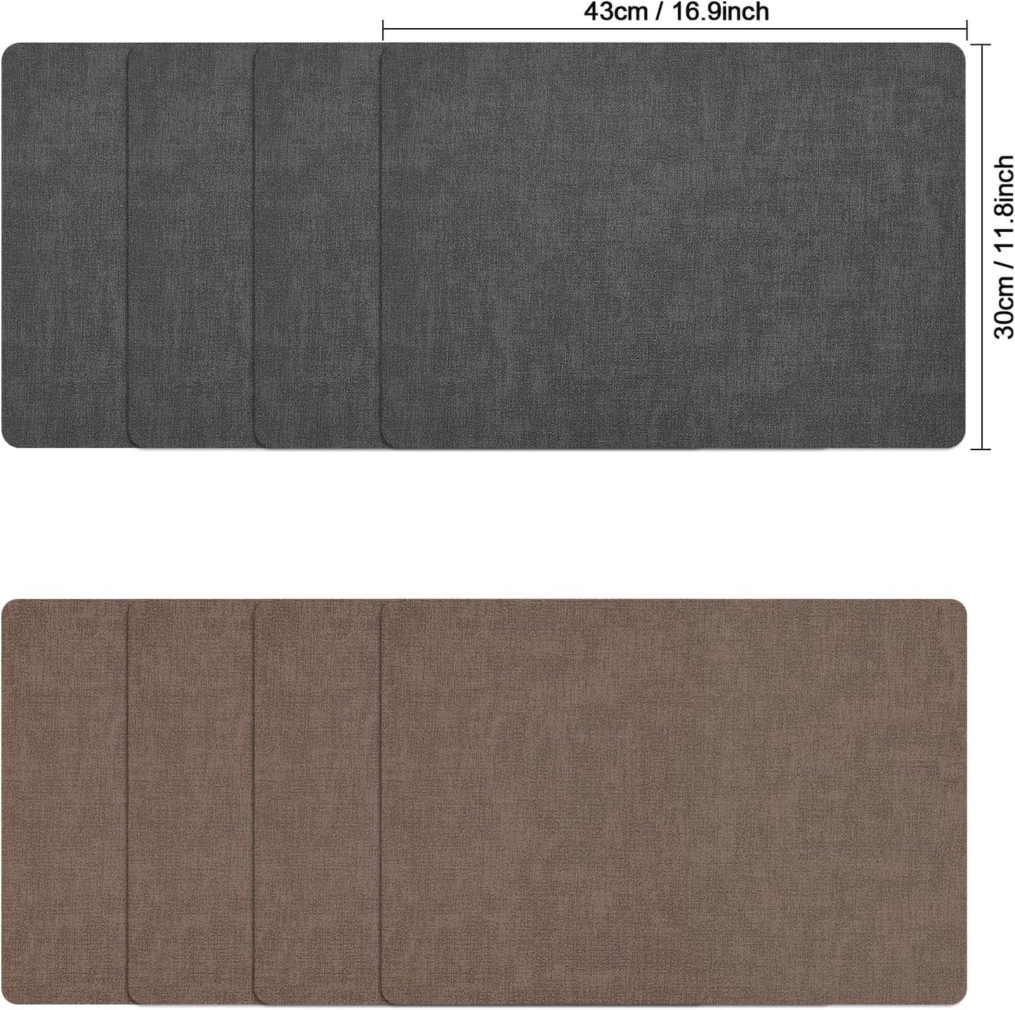 Myir JUN Placemats Dual Sided, Faux Leather Place Mats Set of 4 Indoor Placemat for Dining Table Outdoor Place Mat Square Non-Slip Washable Table Mats (Gray Brown, Set of 4)