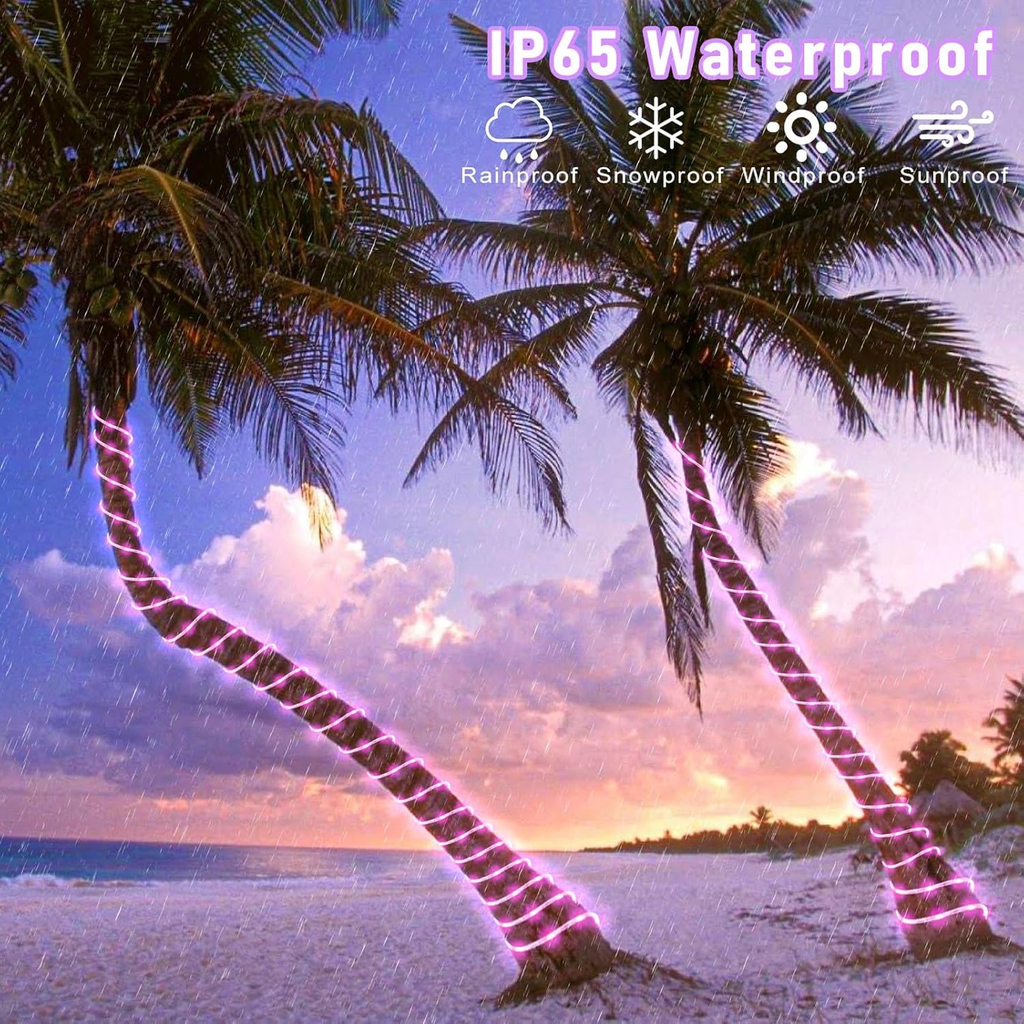 100FT 300 LED Rope Lights Outdoor, Connectable and Flexible Tube Lights with 8 Modes, Waterproof Rope Lighting Indoor for Deck, Garden, Backyard, Pool, Patio, Pool, Camping Decorations - Pink