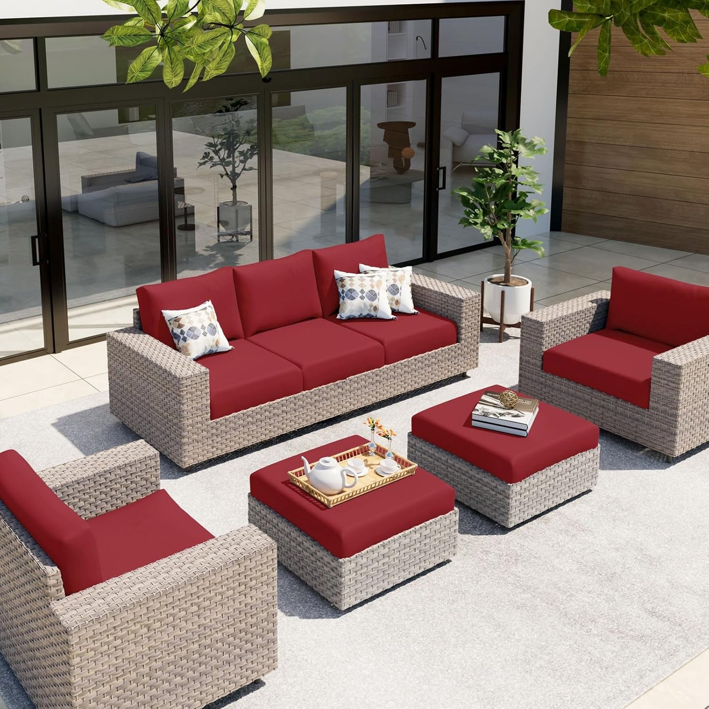 hyha Waterproof Couch Cushion Covers, Sectional Sofa Slipcovers Washable, L Shape Chaise Dog Couch Covers for Sectional Sofa, Universal Furniture Protector (1 Piece for Chaise XL, Wine Red)