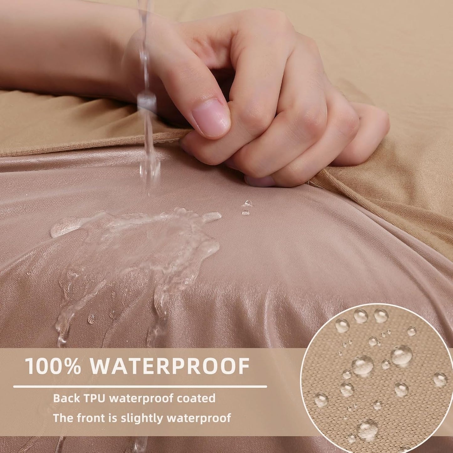 hyha Waterproof Couch Cushion Covers, Sectional Sofa Slipcovers Washable, L Shape Chaise Dog Couch Covers for Sectional Sofa, Universal Furniture Protector (1 Piece for Chaise XL, Camel)
