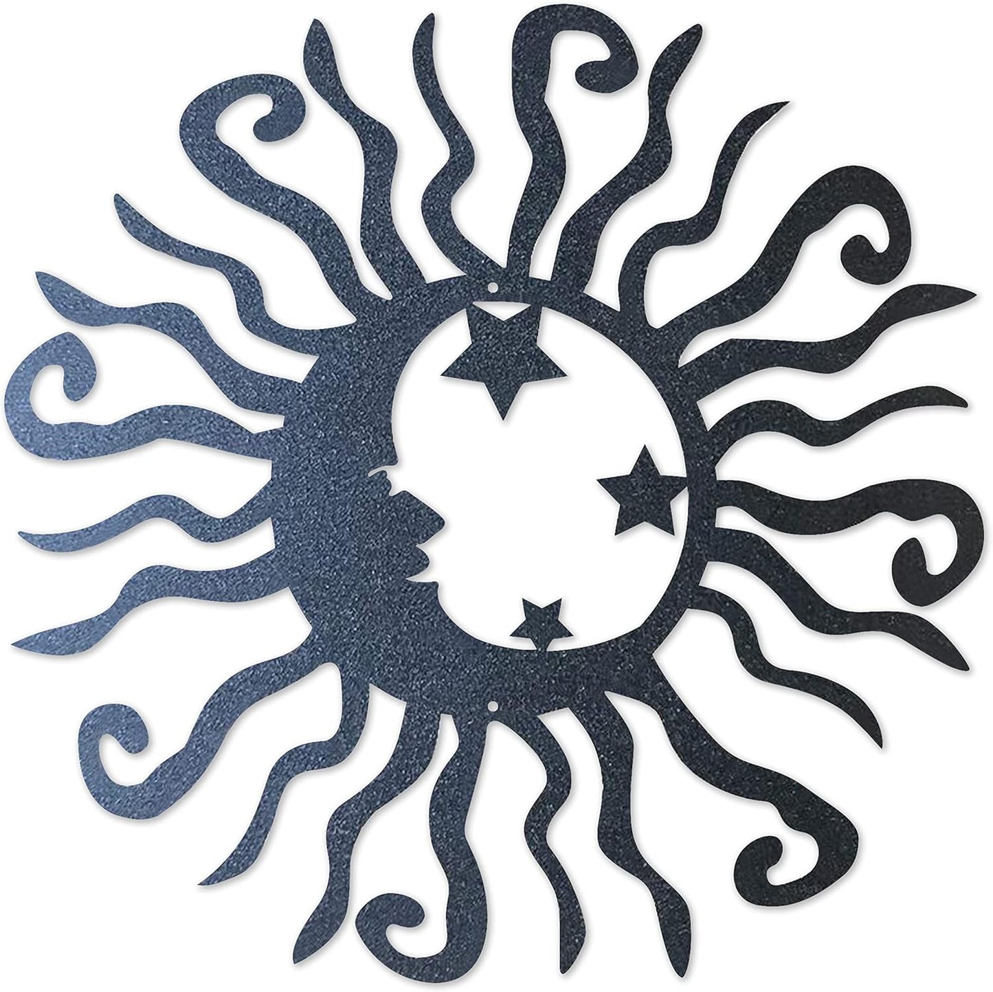 Riverside Designs Wacky Solar Moon Metal Wall Art Steel Outdoor Decor | Heavy-Duty and Waterproof | Made in USA (Black, 36L x 36W)