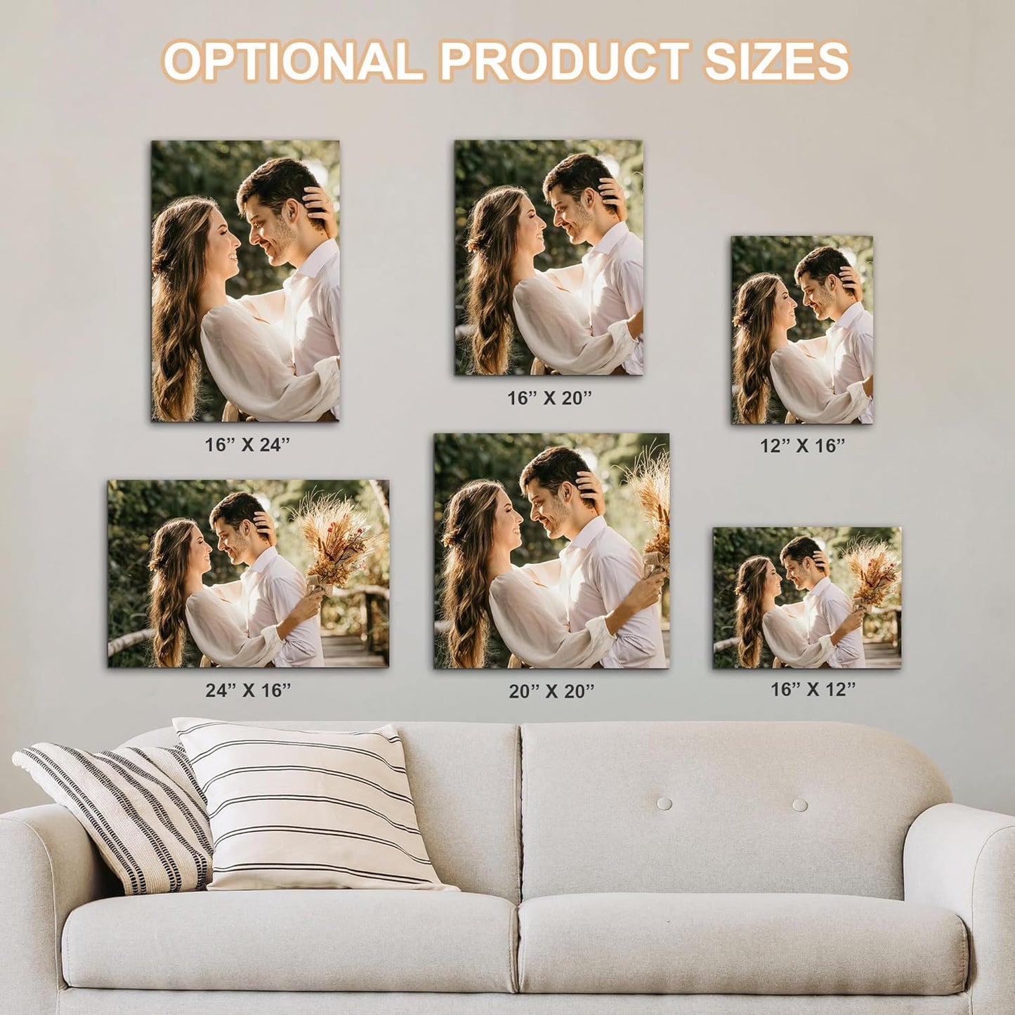 WayToLight Custom Canvas Prints with Your Photos Framed Personalized Picture Canvas Prints Wall Art Ideal for Home Decor Christmas Family Gifts (8" x 12")