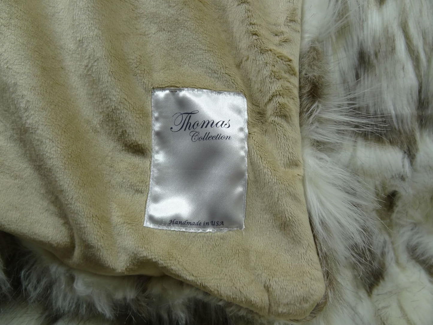 Ivory Beige Luxury Faux Fur Throw Blanket - Tibet Fox Fur - 96W x 110L Bedspread