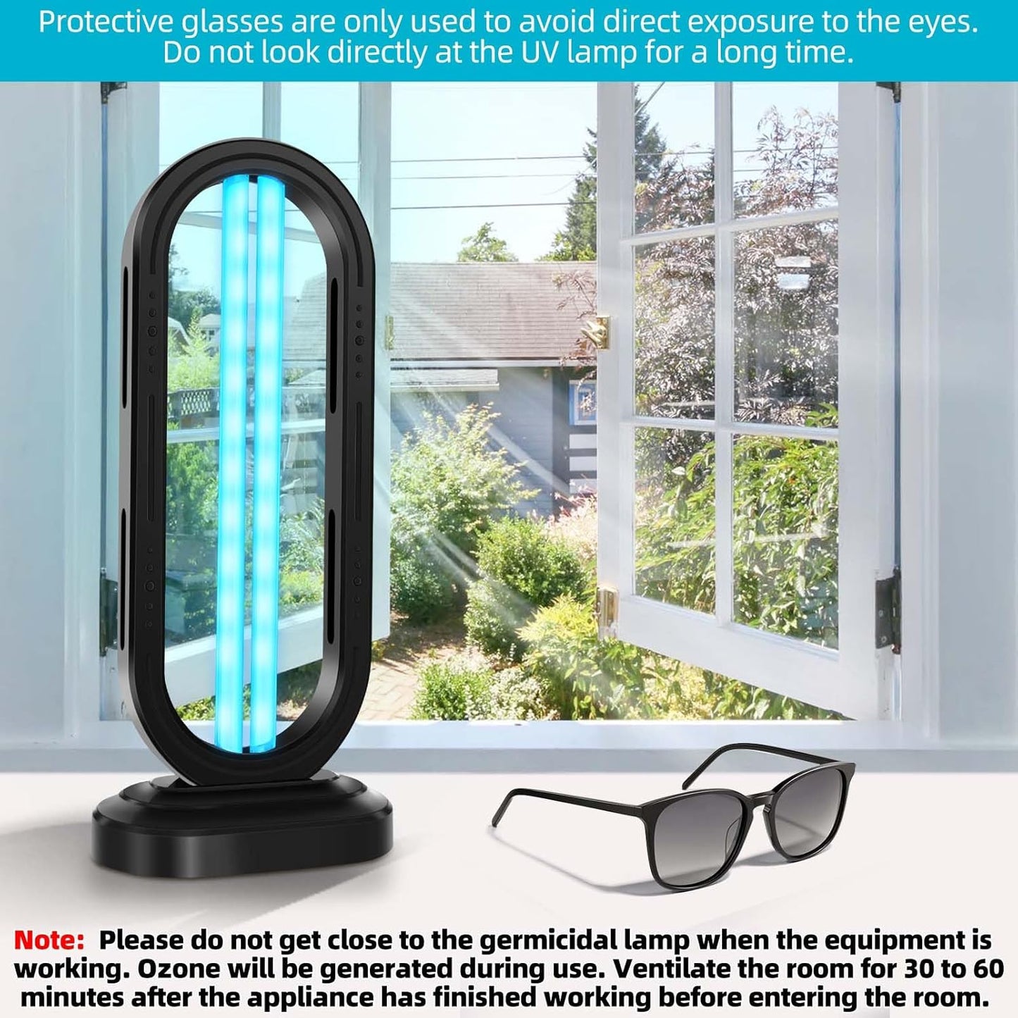 UV Light Sanitizer,UVC Home Disinfection Device 4-Speed Timing and Remote Control,UVO Light for Dust Mites,UV Lamp for Whole Room