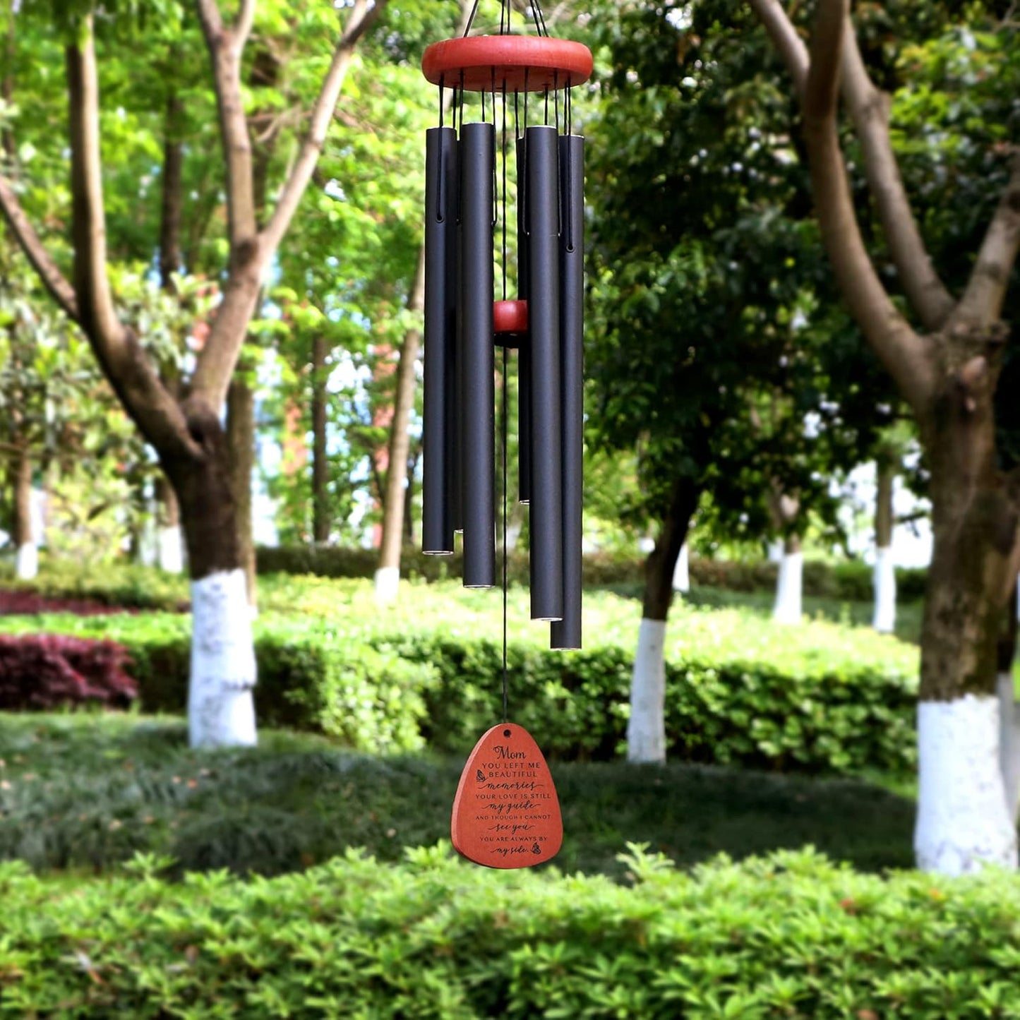 Memgift Memorial Wind Chime for Loss of Mom - Solid Beech Wood Sympathy Gift - Outdoor Bereavement Wind Chime for Mother - Garden & Patio Remembrance of Loved One 32 Inch