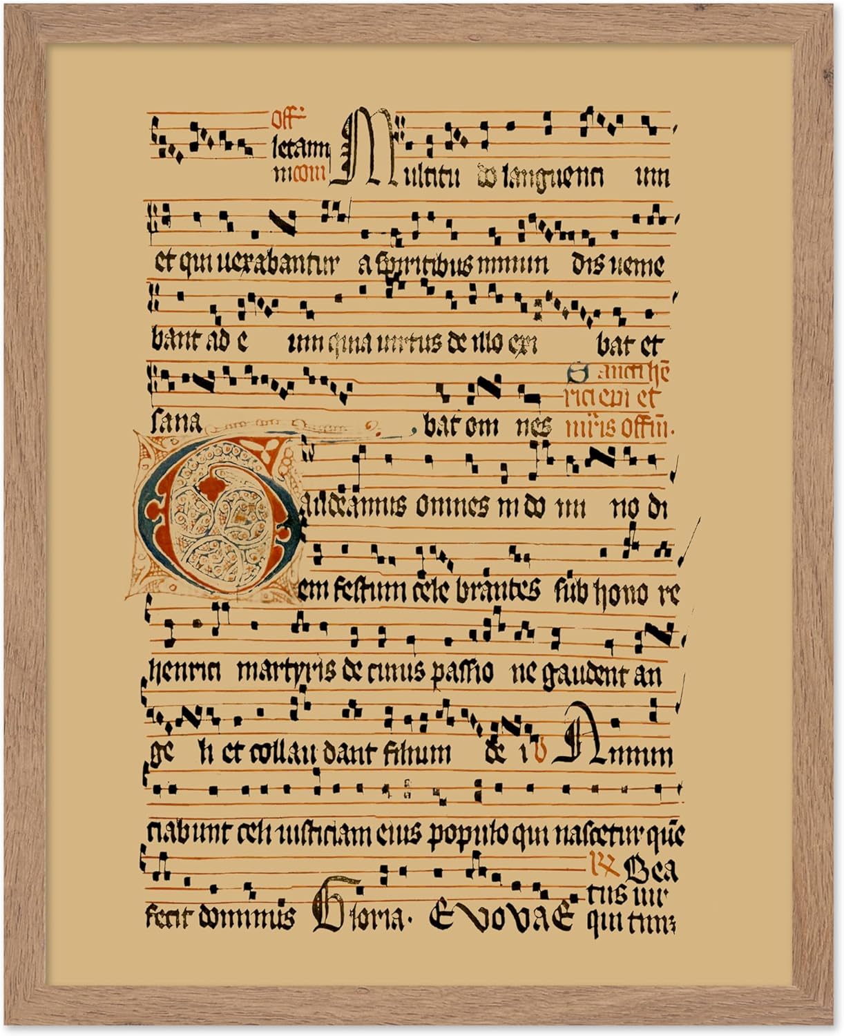 Poster Master Vintage Hymnal Poster - Retro Music Print - Gift for Artist, Friend - Graduale Aboense, Gregorian Chant Manuscript, Score - Wall Decor for Living Room, Bedroom, 8x10 Beige Framed